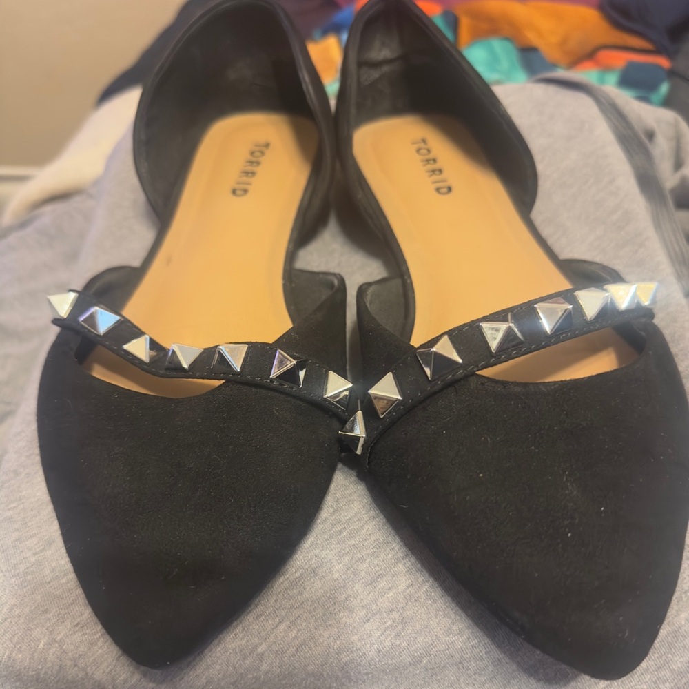 Torrid Black Flats with Silver Studs